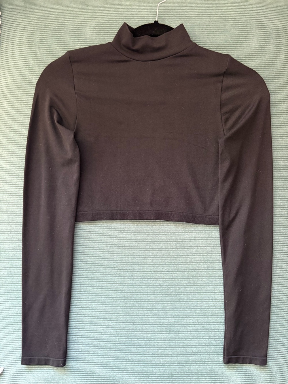 Free People Black Mock Neck Long Sleeve Crop Top